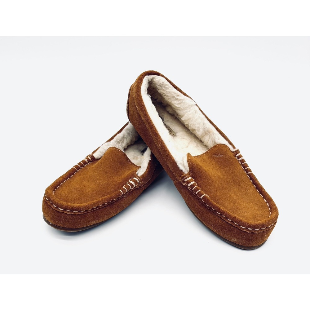 Koolaburra by UGG Lezly Suede Faux Fur Lined Moccasin Slippers Chestnut Womens 6